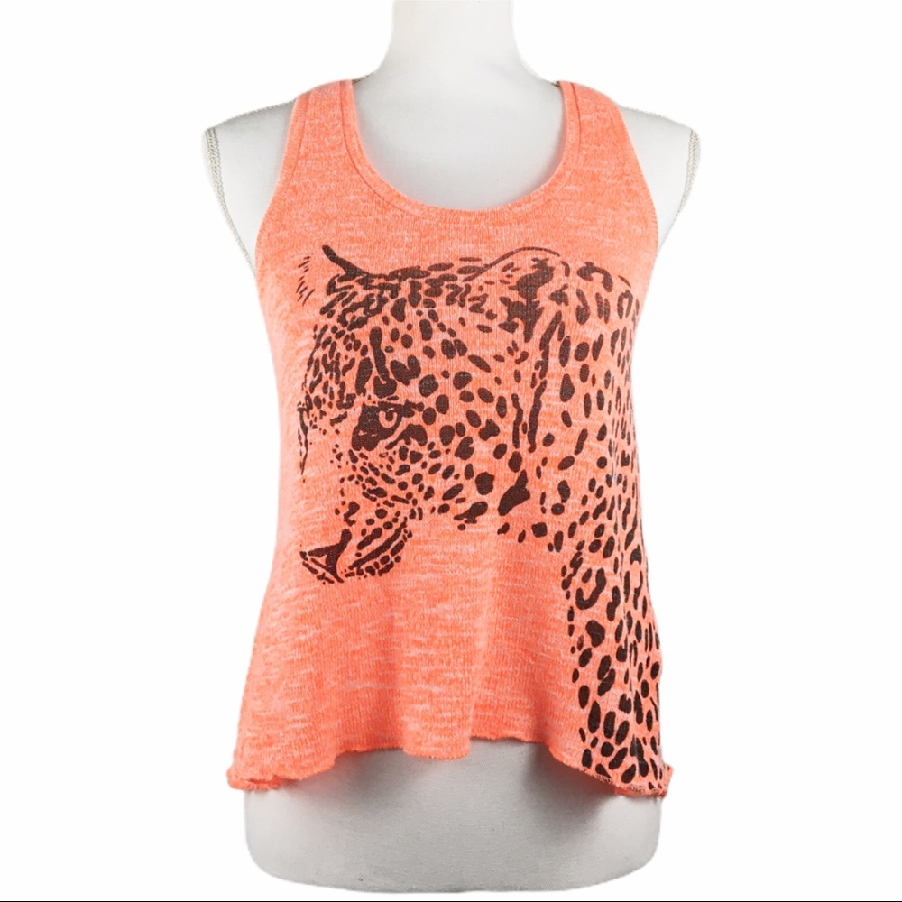 ***Stranded Orange Tank Top Black Leopard Graphic